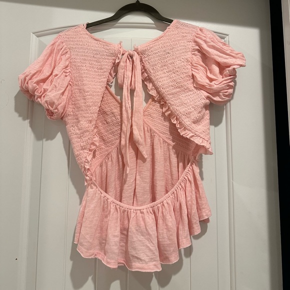 Pink Free People Top - Open back with tie - Size S - Worn once - Picture 2 of 2